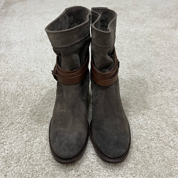 Frye Women Jane Strappy Short Ankle Boot Suede Leather  Pull On Size 5.5 B Gray, - Picture 4 of 16